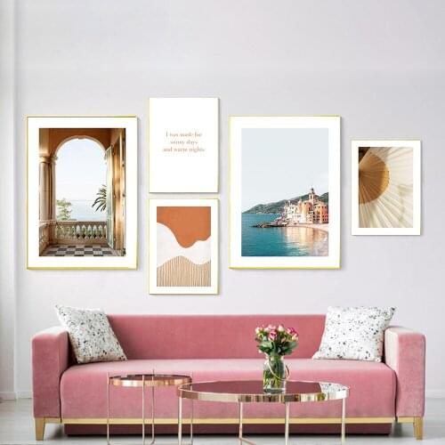 Modern Landscape Posters Simple Letter Poster Wall Art Nordic Sun Canvas Painting Wall Pictures for Living Room Home Decor