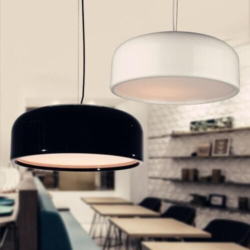 Modern Nordic Simple Design Makaron Pendant Lights Dia35/48/60cm White/Black Lampshade Metal Pendant Lamp For Dinning room
