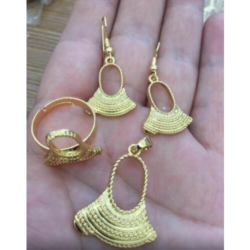 Axe bag Pendant Chain Necklaces Earrings ring Gold Color PNG Jewellery Set Papua New Guinea Wedding party women girls gifts