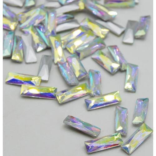 Super Shiny Glass Rhinestones Crystal Clear AB Rectangle Shape Point Back Garments Wedding Dress 5x15mm 7x21mm 10x30mm