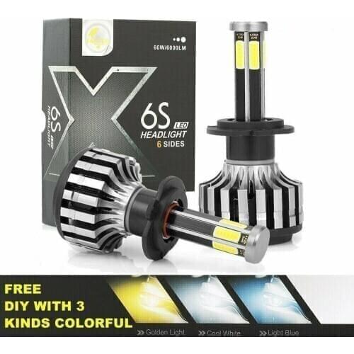 360° 6 side cob H7 led Auto car headlight lamps H4 led 9005 HB3 9006 HB4 H11 H8 Fog lights Bulb 120W diode lamps for cars 12v