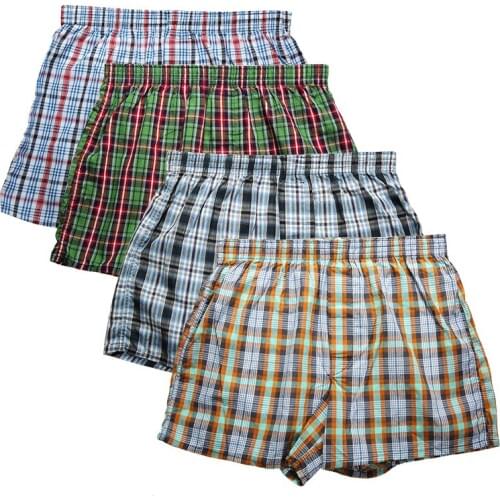 4PCS High Quality Mens Boxer Shorts Men Arrow Pants Cotton 100% Classic Plaid Combed Male Underpant Loose Breathable Oversize