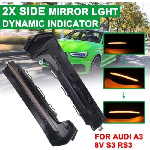 1 Pair Rearview Mirror Signal Lamp Highlight LED Car Dynamic Turn Light Yellow For Audi A3 / S3 MK3 8V 2014-on