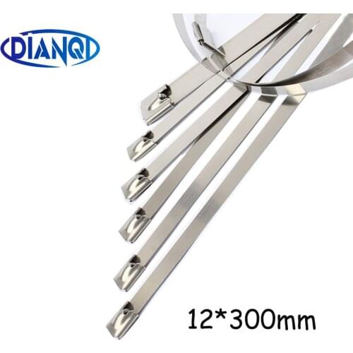 100pcs 12*300mm 12x300mm 12mmx300mm Latching Self-Locking Stainless Steel Zip Cable Tie Lock Tie Wrap High Quality cable ties