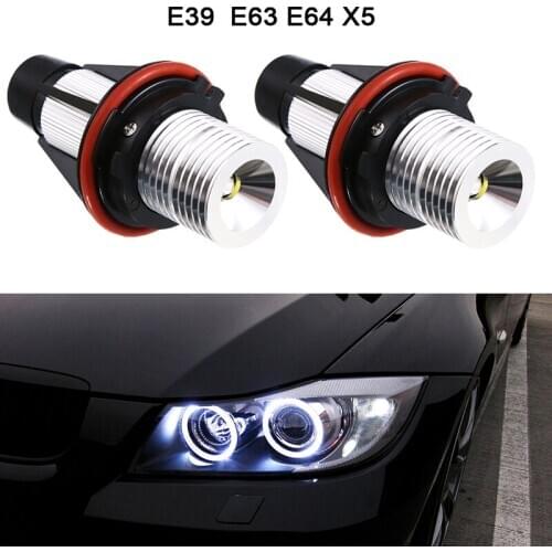 2pcs 1000LM Angel Eyes Car LED Halo Ring Marker Bulbs Light 5W 6000K White Fit for BMW X5 E39 E53 E60 E63 E64 Cars Autos