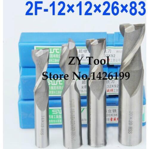 Free Shipping 2 pcs/set 12.0MM 2 Flute HSS & Aluminium End Mill Cutter CNC Bit Milling Machinery tools Cutting tools.Lathe Tool