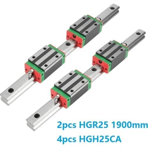 China Made 2pcs Linear Guide Rail HGR25 -L 1900MM + 4pcs HGH25CA Or HGW25CC Linear Slide Block Carriage CNC