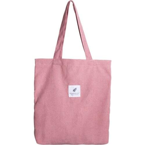 2021 Womens Shopper Shopping Bag Canvas Shoulder Bag Female Hand bags Corduroy Environmental Storage Reusable Foldable Tote Bag