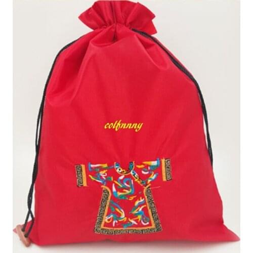 300pcs/ot 37x27cm Chinese style Embroiderd Floral Silk storage Bags Drawstring Pouch Underwear Bag