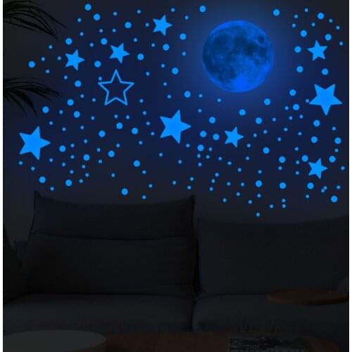 3D Luminous Stars Wall Stickers Glow In The Dark Moon For Living Home Kid Room Wall Decoration moon Fluorescent Stickers