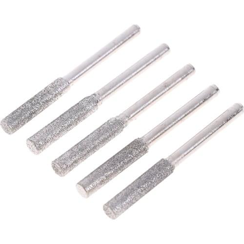 5PC Diamond Coated Cylindrical Burr Chainsaw Sharpener Carving Grinding Tools
