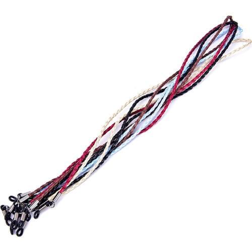 5Pcs/lot Colorful Leather Glasses Neck Strap String Rope Band Leather Eyeglass Cord Adjustable End Glasses Holder
