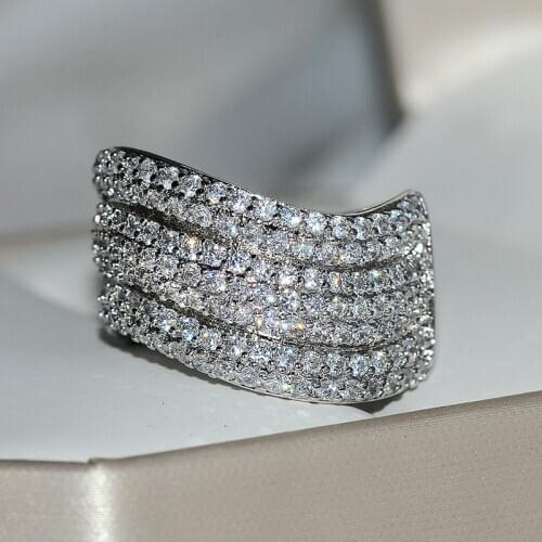 Big Silver Color Wave Ring for Women Wedding Engagement Fashion Jewelry Cute S925 Silver Color 2020 New