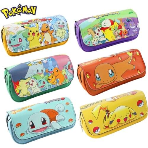 Pokemon Pencil Case High Capacity Student Double Zipper Pencil Bag Pikachu Children Pencilcase School Stationery Supplies