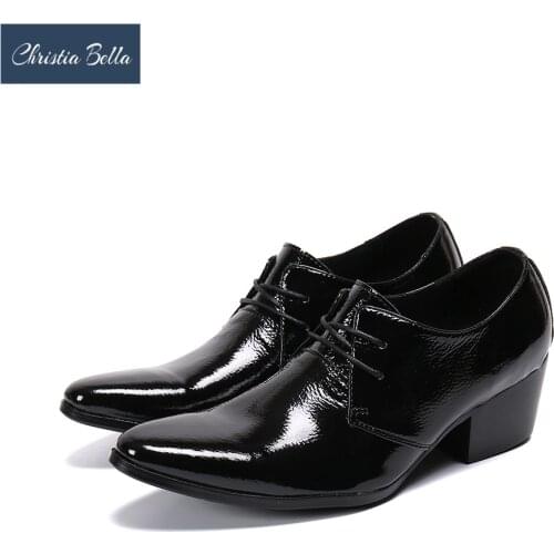 Christia Bella Men Pointed Toe High Heel Oxford Shoes Summer Wedding Dress Shoes Mens Career Work Height Increase Elevator Shoes