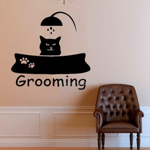 Cat Pet Grooming Wall Decals Pet Care Wall Vinyl Stickers Pet Shop Waterproof Wallpaper Pet Nursing Studio Wall Art Decor LL123