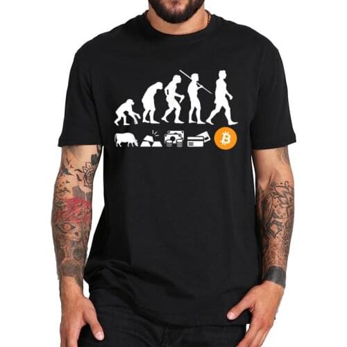 Bitcoin Evolution of Money T Shirt Crypto Coin T-Shirt EU Size Crew Neck Summer Premium Camisetas 100% Cotton