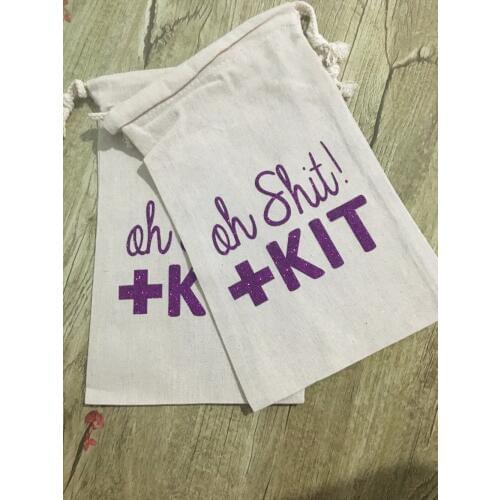 Custom purple Oh Shit Kit party birthday wedding favor gift THANK YOU Drawstring bags kits party Candy pouches