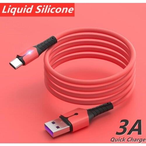 USB Type C Cable 3A Liquid Silicone Fast Charging Micro USB LED Cable for Samsung Xiaomi Huawei Mobile Phone Charger Data Cable