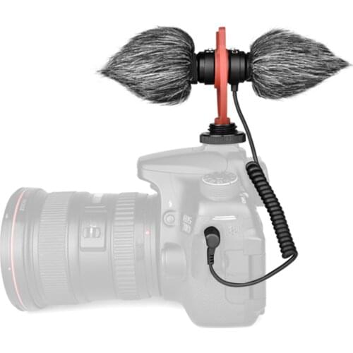 Dual Head Capsule Microphone Recording Dual Cardioid Mic TRS AUX 3.5MM For Vlog Video Studio DSLR Camera Smart Phone First-rate