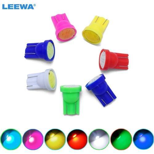 LEEWA 100pcs DC12V 2Watt Wedge T10 w5w/184/194 COB 6LED Car LED Light Lamp Bulb Blue/White/Red/Green/Pink/Yellow/Ice blue #4762