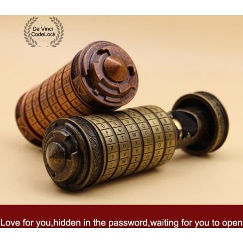 Leonardo da Vinci code toys Retro Metal Cryptex locks wedding gifts Valentine gift Letter Password escape chamber props