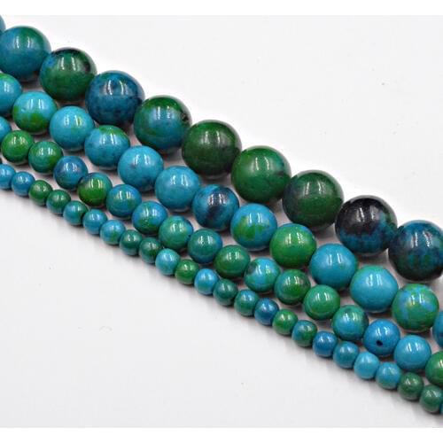 Natural Smooth Chrysocoll Stone Beads Wholesale Loose Beads for Jewelry Making Accessories DIY Free Shipping 4-12mm Wholesale