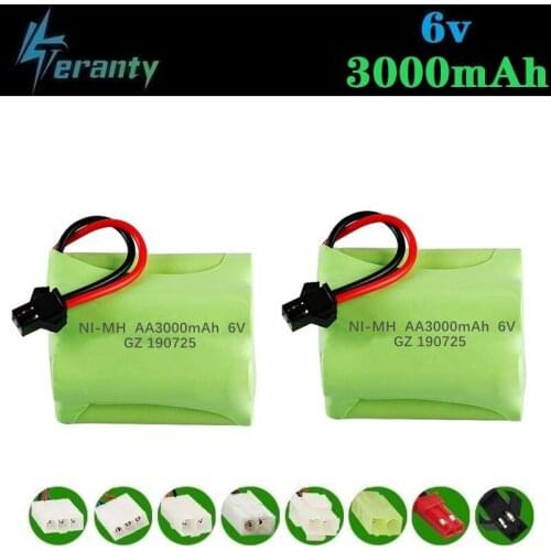 T Model ) 6v 3000mah NiMH Battery For Rc toys Cars Tanks Trucks Robots Boats Guns 6v Rechargeable Battery AA Battery Pack 2Pcs