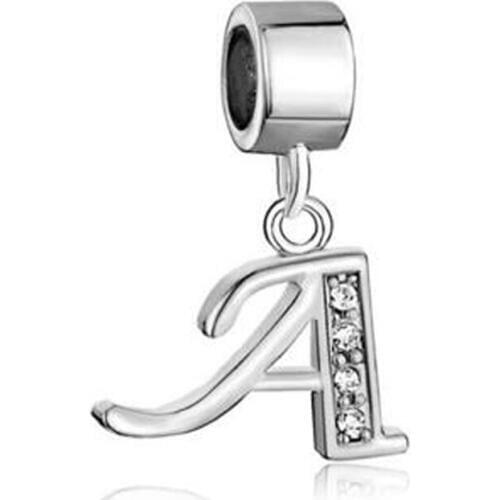 Wholesale 10 Pieces Womens Jewelry, DIY Beads, White Rhinestone Letters A-z Pendant Amulet Beads