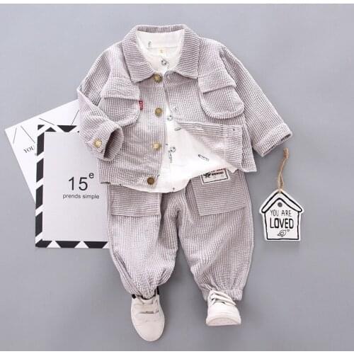 Baby Jacket Autumn 3pcs Boys Clothing Sets Shirt+jacket+ Pants Toddler Boy Tracksuit Infantil Baby Sports Suits Christmas Outfit