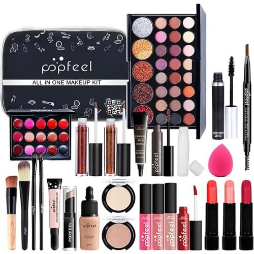 Foundation Cosmetics Cream Makeup Set Lipstick Eyeshadow Eye Shadow Lip Gloss Eyeliner Complete Makeup Kit Cosmetics Shadows