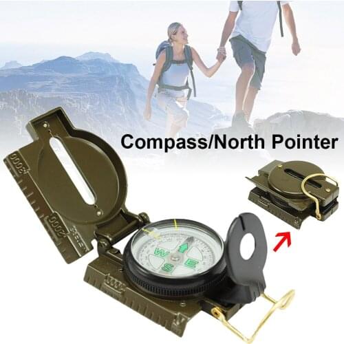 Portable Compass Multifunctional Military Sighting Navigation Lensatic Compass with Inclinometer for Camping Hiking Backpacking