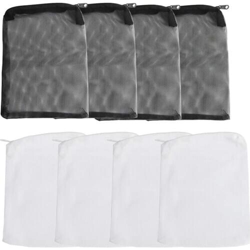 Practical 24 Pieces of Aquarium Filter Bag Media Mesh Filter Bag Reusable Mesh Bag for Granular Carbon, Bioball White and Black