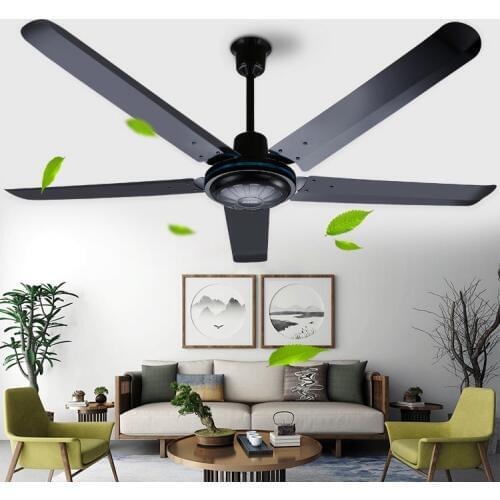 Industrial large ceiling fan 56 inch black with remote control Fashion ceiling fan with five metal blade 100W