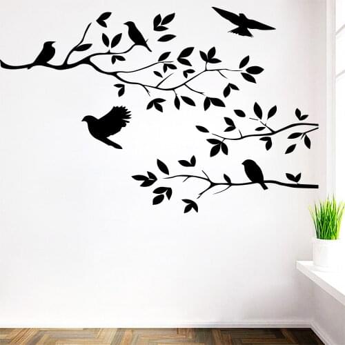 Free Shipping Tree Bird Removable Vinyl Wall Sticker Decals For Bedroom Kids Room Decoration Decor Stickers Murals