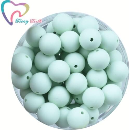 Teeny Teeth 100PCS Mint Green 9-19MM Silicone Round Beads Food Grade Silicone Baby Teething Products Pacifier Chain Clips Beads