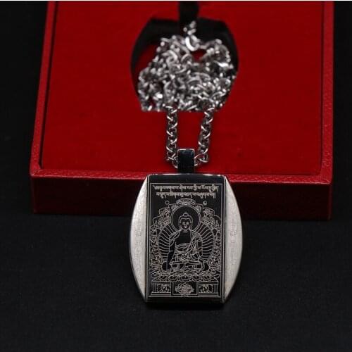 Tibetan version of the song of Saint Prajna, Titanium steel pendant, The talisman can contain scriptures