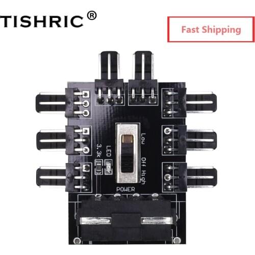 TISHRIC 1 To 8 3Pin PWM Fan Hub For Fans 4Pin molex Fan Splitter Controller Mining Cable Riser Splitter Molex Hub Cooler Adapter