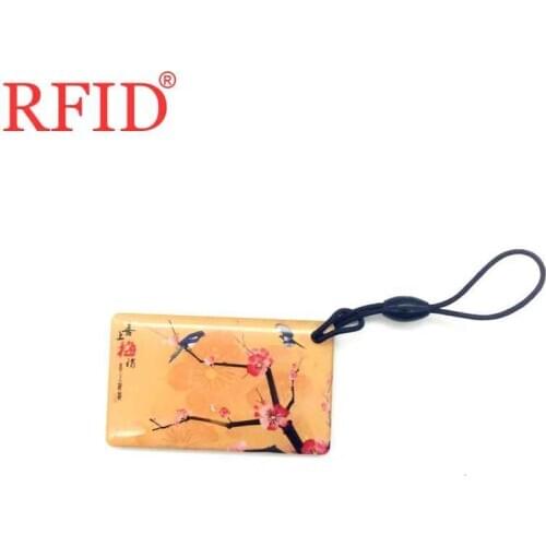 UID S50 1K 13.56Mhz Changeable Writable Keyfob RFID Plum Blossom Pattern Waterproof Keychain Token Tag Access Control Card 1pcs