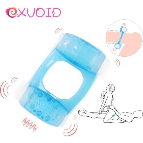 EXVOID Vibrating Ring Vibrators Sex Toys for Men Clitoris Stimulate Penis Vibrator Ring Delay Ejacualtion Dual Motor