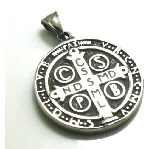 Unisex CSPB CSSML NDSMD Saint Benedict of Nursia 316L Stainless Steel Vintage Pendant