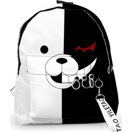 Dangan Ronpa Women Men Backpacks Cartoon Monokuma For Teenager Girl Boy School Bags Large Capacity Travel Knapsack