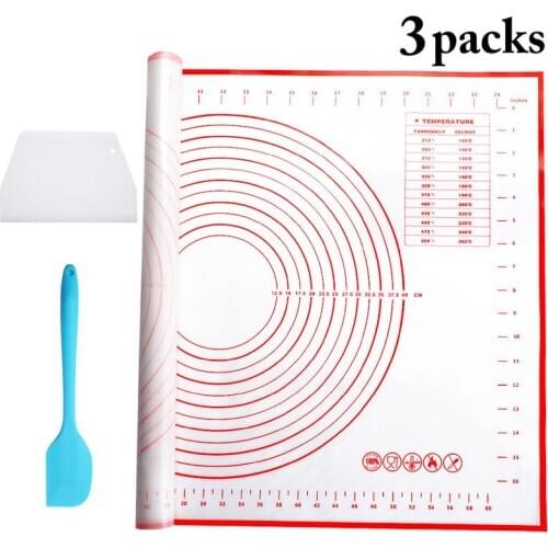 1pc Pastry Mat Heat Resistant Food Grade Silicone Baking Mat Fondant Mat With Dough Cutter & Spatula DIY Baking Tool Accessories