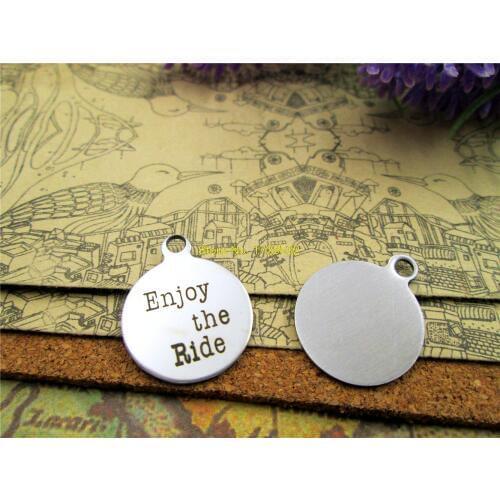 10pcs-stainless steel Charms " enjoy the ride" DIY Charms Pendants for necklace/bracelet/keychain DIY jewelry