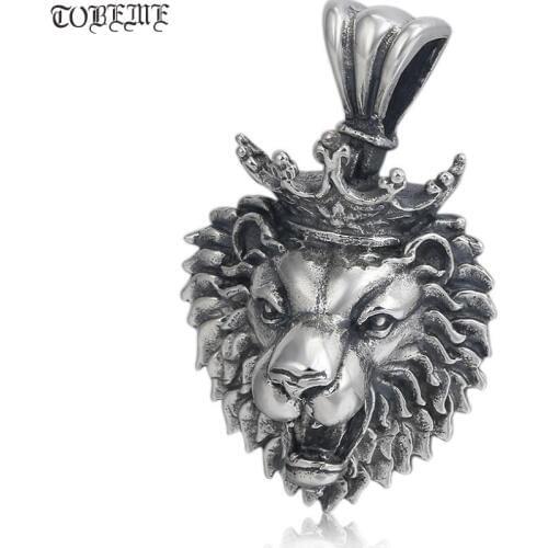 100% 925 Silver Lion Pendant Thai 925 Sterling Man Pendant Hiphop Rock Jewelry Pendant Necklace