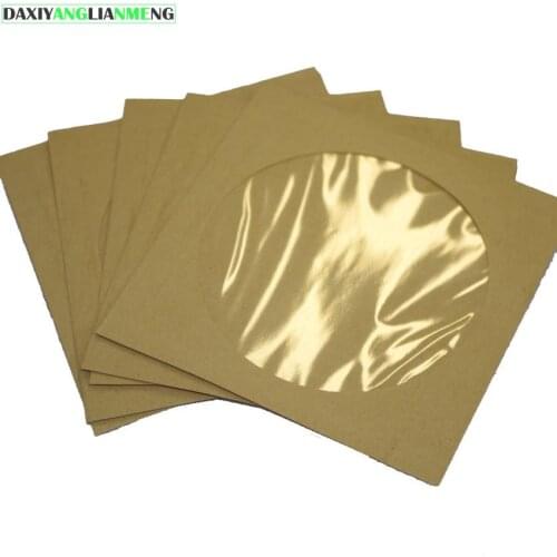100pcs/lot 12.5cm Square Disc CD Sleeve 90gsm Kraft Paper DVD Bag Cover D Packaging Envelopes type Pack bags wedding party favor