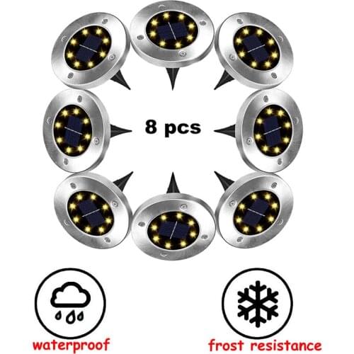 2-8pcs 8 led Solar Power Buried Light Under Ground Lamp Outdoor Path Way Garden Decking White Warm White Light Lawn Lamp smart o