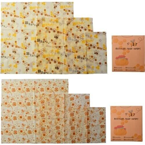 3Pcs Reusable Beeswax Food Wraps Sustainable Eco Natural Living Bee Wax Cloth For Kitchen Wrap Seal Food Fresh Keeping Gadget