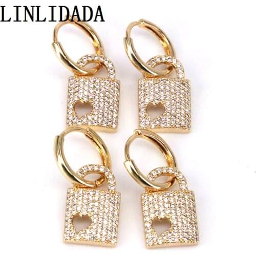 5Pairs Gold Filled Padlock Earrings For Women Earrings Crystal CZ Cubic Zirconia Jewelry Mothers Day Gift