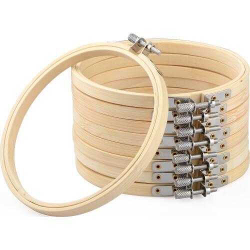 5pcs 18cm Adjustable Wooden Embroidery Hoops Set Bulk Round Bamboo Hoops for Art Craft DIY painting photos Frame Hanger